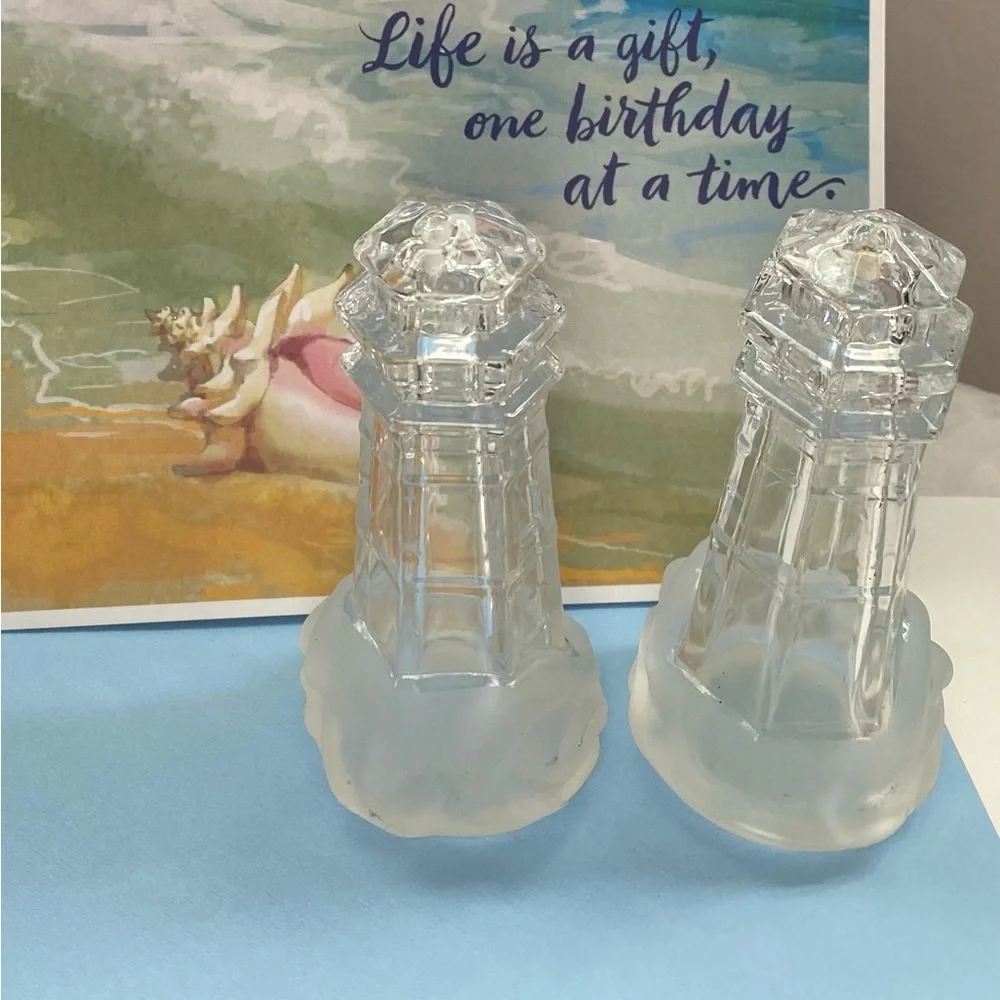 Crystal Lighthouse Salt & Pepper Shakers, Vintage - Picture 5 of 6